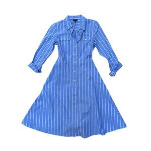 Talbots Blue Striped Shirt Dress - Size 2P